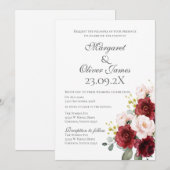 Elegant Floral Wedding Invitation Kaart (Voorkant / Achterkant)
