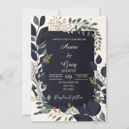Elegant Floral Wedding Invitation Kaart