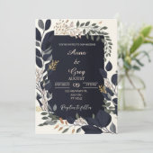 Elegant Floral Wedding Invitation Kaart (Staand voorkant)