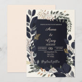 Elegant Floral Wedding Invitation Kaart (Voorkant / Achterkant)