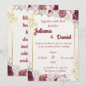Elegant Floral Wedding Invitation Kaart (Voorkant / Achterkant)
