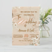Elegant Floral Wedding Invitation Kaart (Staand voorkant)