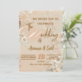 Elegant Floral Wedding Invitation Kaart