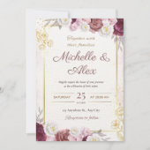 Elegant Floral Wedding Invitation Kaart (Voorkant)
