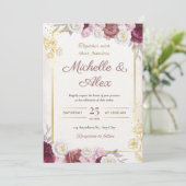 Elegant Floral Wedding Invitation Kaart (Staand voorkant)