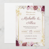 Elegant Floral Wedding Invitation Kaart (Voorkant / Achterkant)