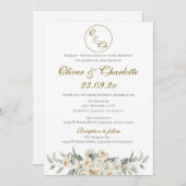 Elegant Floral Wedding Invitation Kaart (Voorkant / Achterkant)
