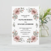 Elegant Floral Wedding Invitation Kaart (Staand voorkant)
