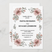 Elegant Floral Wedding Invitation Kaart (Voorkant / Achterkant)