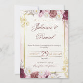 Elegant Floral Wedding Invitation Kaart (Voorkant)