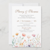 Elegant Floral Wedding Invitation Kaart (Voorkant)