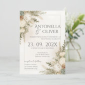 Elegant Floral Wedding Invitation Kaart (Staand voorkant)