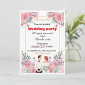 Elegant Floral Wedding Invitation Kaart (Staand voorkant)