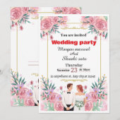 Elegant Floral Wedding Invitation Kaart (Voorkant / Achterkant)