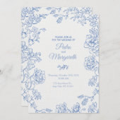 Elegant Floral Wedding Invitation  Kaart (Voorkant / Achterkant)