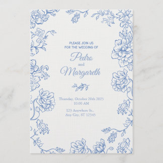 Elegant Floral Wedding Invitation Kaart