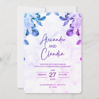 Elegant  Floral Wedding Invitation  Kaart