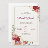 Elegant Floral Wedding Invitation Kaart (Voorkant / Achterkant)