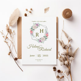 Elegant Floral Wedding Invitation Kaart