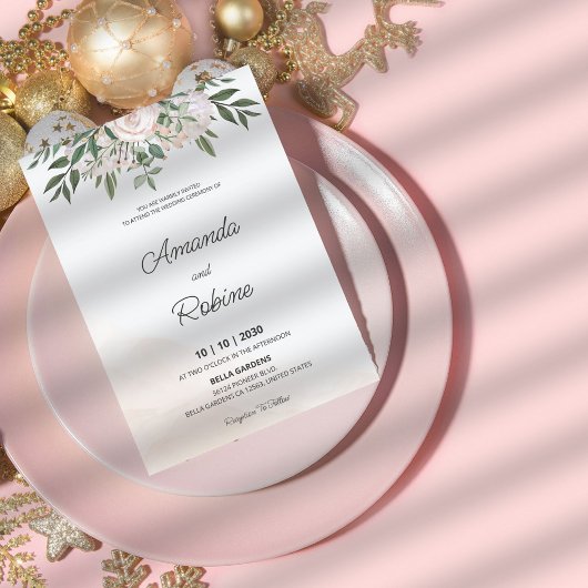 Elegant Floral Wedding Invitation Kaart
