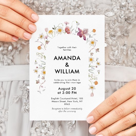 Elegant Floral Wedding Invitation Kaart