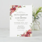 Elegant Floral Wedding Invitation  Kaart (Staand voorkant)