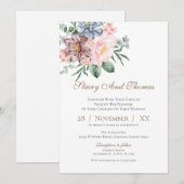 Elegant Floral Wedding Invitation Kaart (Voorkant / Achterkant)