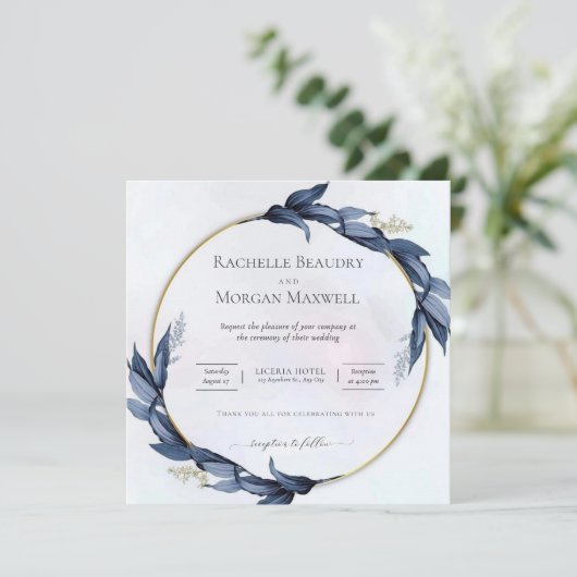 Elegant Floral Wedding Invitation Kaart (Staand voorkant)