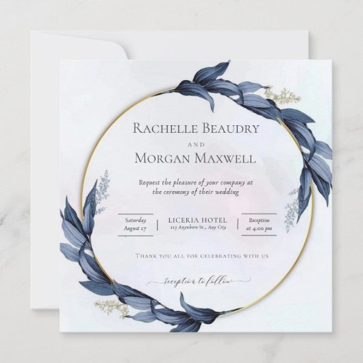 Elegant Floral Wedding Invitation Kaart (Voorkant)