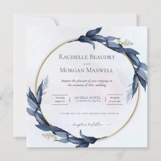 Elegant Floral Wedding Invitation Kaart
