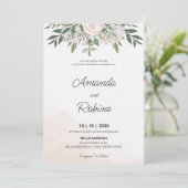 Elegant Floral Wedding Invitation Kaart (Staand voorkant)