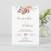 Elegant Floral Wedding Invitation Kaart (Staand voorkant)