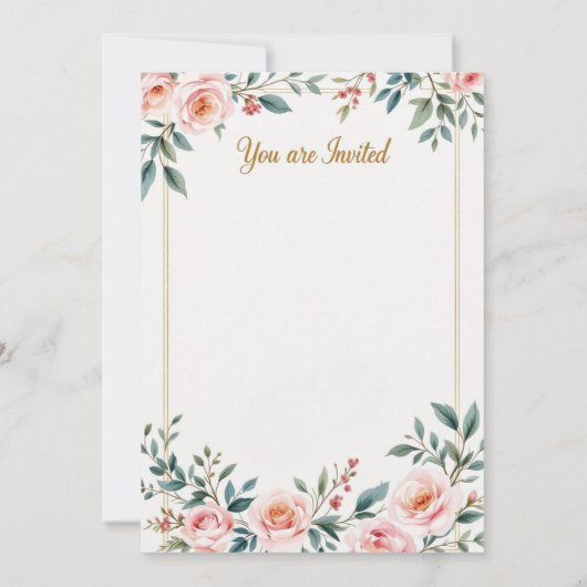 Elegant Floral Wedding Invitation Kaart (Achterkant)