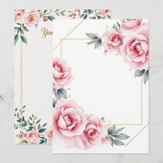 Elegant Floral Wedding Invitation Kaart (Voorkant / Achterkant)