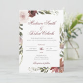 Elegant Floral Wedding Invitation Kaart (Staand voorkant)
