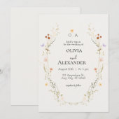 Elegant Floral Wedding Invitation Kaart (Voorkant / Achterkant)