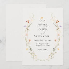 Elegant Floral Wedding Invitation Kaart