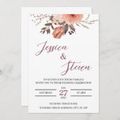 Elegant Floral Wedding Invitation Kaart (Voorkant / Achterkant)