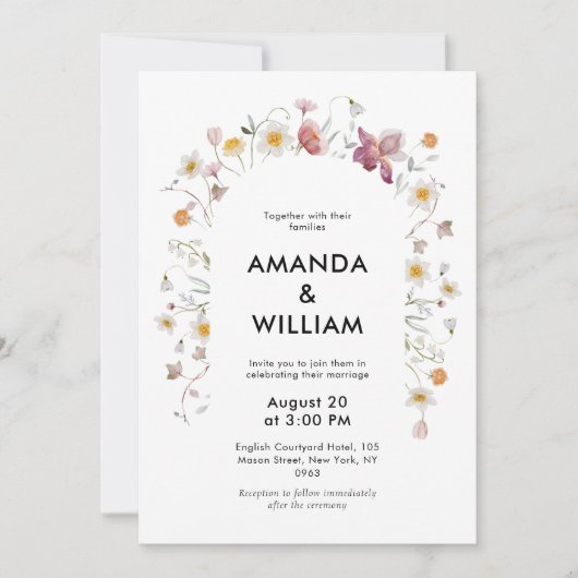 Elegant Floral Wedding Invitation Kaart (Voorkant)