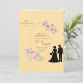 Elegant Floral Wedding Invitation Kaart (Staand voorkant)