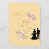 Elegant Floral Wedding Invitation Kaart (Voorkant / Achterkant)