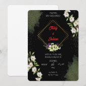 Elegant Floral Wedding Invitation Kaart (Voorkant / Achterkant)
