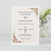 Elegant Floral Wedding Invitation Kaart (Staand voorkant)