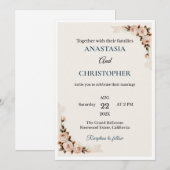 Elegant Floral Wedding Invitation Kaart (Voorkant / Achterkant)