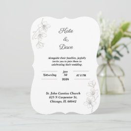 Elegant Floral Wedding Invitation Kaart