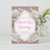Elegant Floral Wedding Invitation Kaart (Staand voorkant)