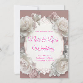 Elegant Floral Wedding Invitation Kaart