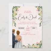 Elegant Floral Wedding Invitation Kaart (Voorkant)