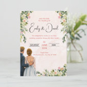 Elegant Floral Wedding Invitation Kaart (Staand voorkant)