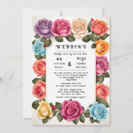 Elegant Floral Wedding Invitation Kaart